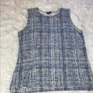 J. Jill Wearever Collection Blue, green and White Tweed-inspired Tank Top
